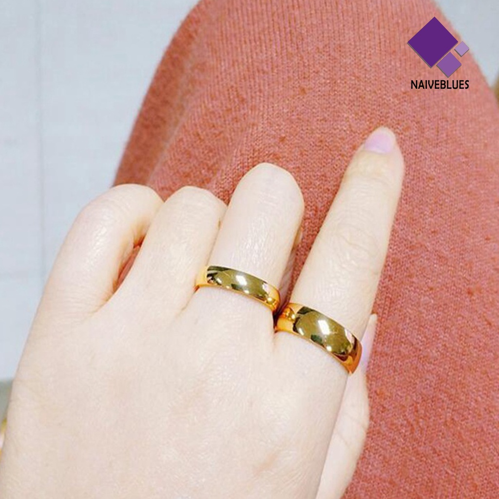 &lt; Naiveblues &gt; Romantis Sederhana Indah Cincin Pasangan Tipis Perhiasan Cincin Tunangan