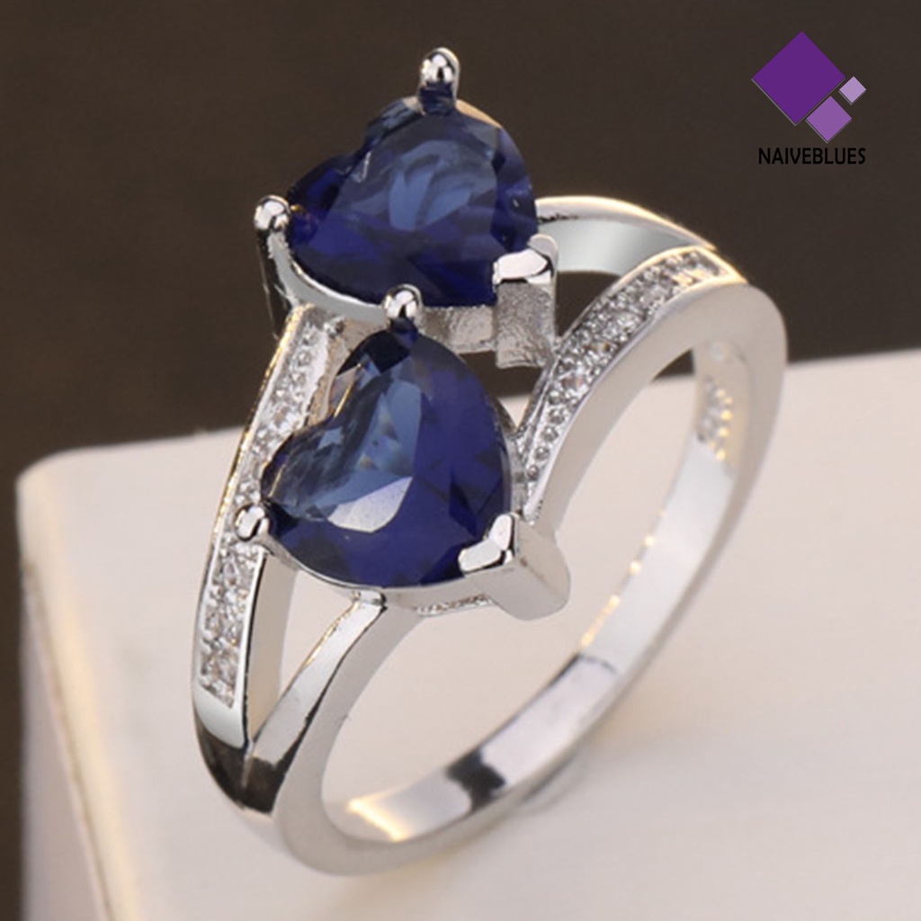 &lt; Naiveblues &gt; Cincin Alloy Portable Ringan Dekorasi Jari Logam Kecil Bentuk Cinta Pertunangan Untuk Wanita