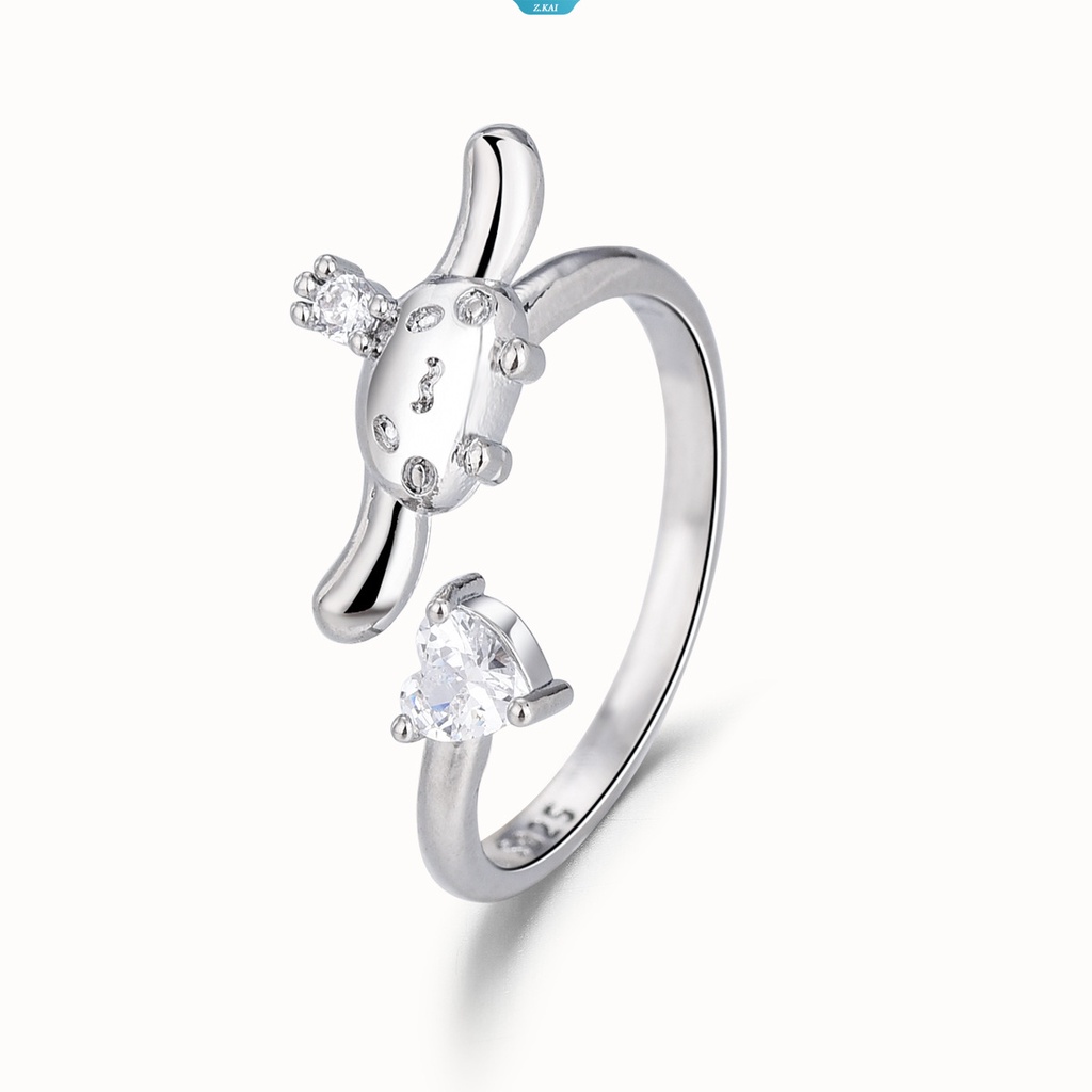 Sanrio Kawaii Cinnamoroll Cincin Pasangan Perhiasan Hadiah Pesta Trendi Cincin Ins Siswa Perempuan Manis Cincin Mulut Terbuka Ornamen Anniversary Pecinta Romantis [ZK]