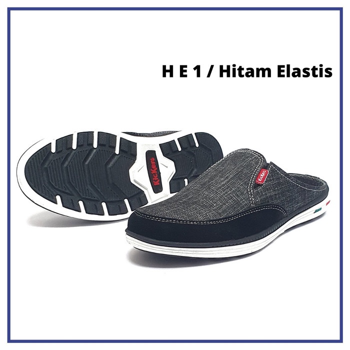 (COD) Sepatu Sandal Selop Sepatu Slop Pria Kickers - Hitam, 42