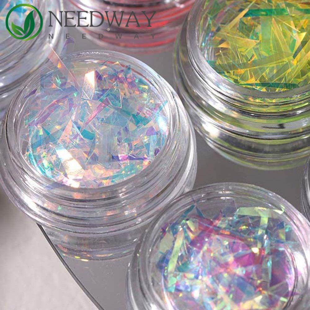 Needway   Dekorasi Nail Art Gaya Jepang Cermin Glitter Decal Transfer Paper Nail Stiker Nail Foil Film