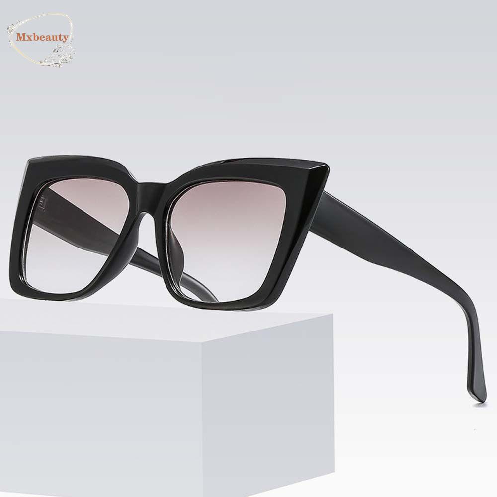 Mxbeauty Kacamata Hitam Mata Kucing Elegan Vintage Bingkai Besar Motif Leopard Hitam Kacamata Matahari Gaya Korea Sunglasses