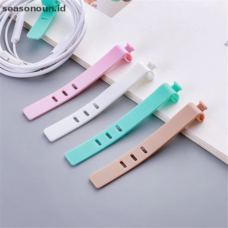 Seasonoun Silicone Kabel Data Organizer Headphone Cord Finishing Buckle Wrap Tie Strap.