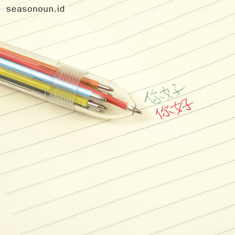 Seasonoun Pulpen Ballpoint Multi Warna 8in1 Bolpoin Ball Point Anak Sekolah Kantor Supply.