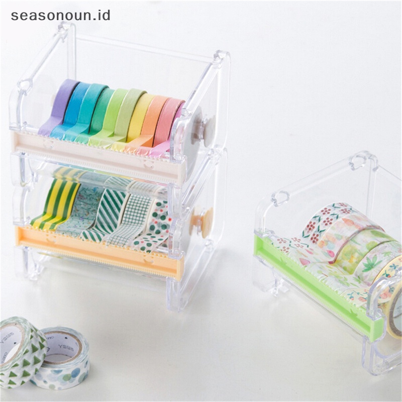 Seasonoun Desktop Tape Dispenser Pemotong Lakban Washi Tape Dispenser Tempat Lakban Gulung.