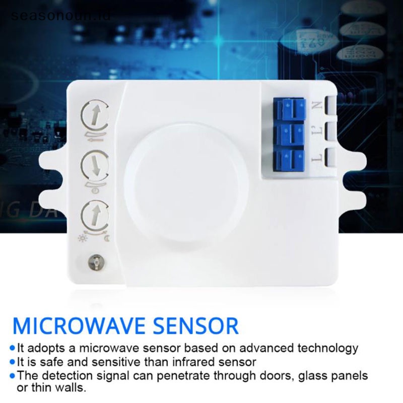 Seasonoun Saklar Sensor Microwave 5.8ghz HF 220V LED 360derajat Radar Sensor Gerak Body.