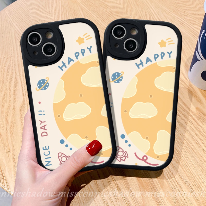 Lovers Happy Planet Space Phone Case Untuk Infinix Smart6 5panas10 10s 11 10T 11s 9mainkan Panas 10T 11 10 Lite 10s 11s Infinix Note8 Keberuntungan Bintang Pasangan Lembut Tpu Penutup Belakang