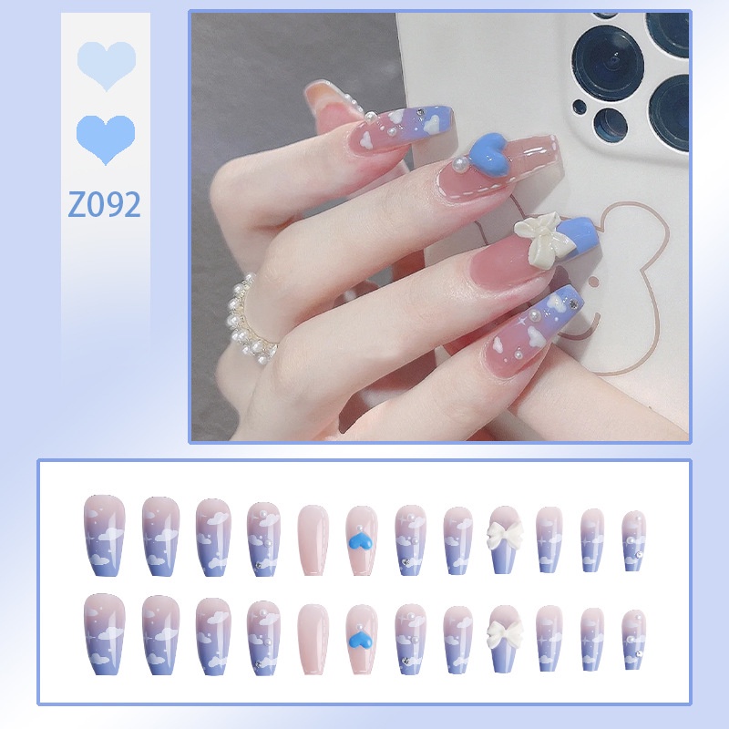 Z092 24Pcs DIY Kuku Palsu French Cool Finger Nail Art Stiker Kuku Palsu