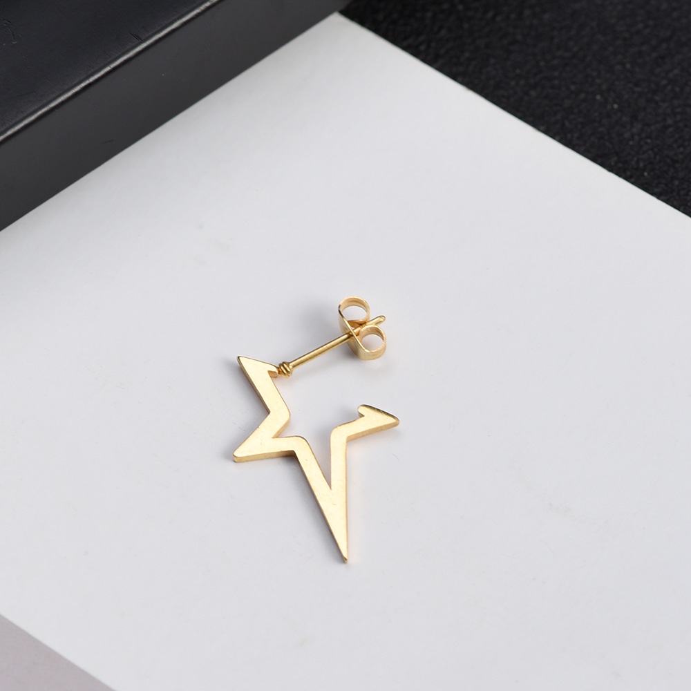 Hip Hop Punk Pentagram Stud Earrings/INS Retro Bentuk Hati Alloy Drop Earrings/Berongga Geometris Perhiasan Earings Stainless Steel