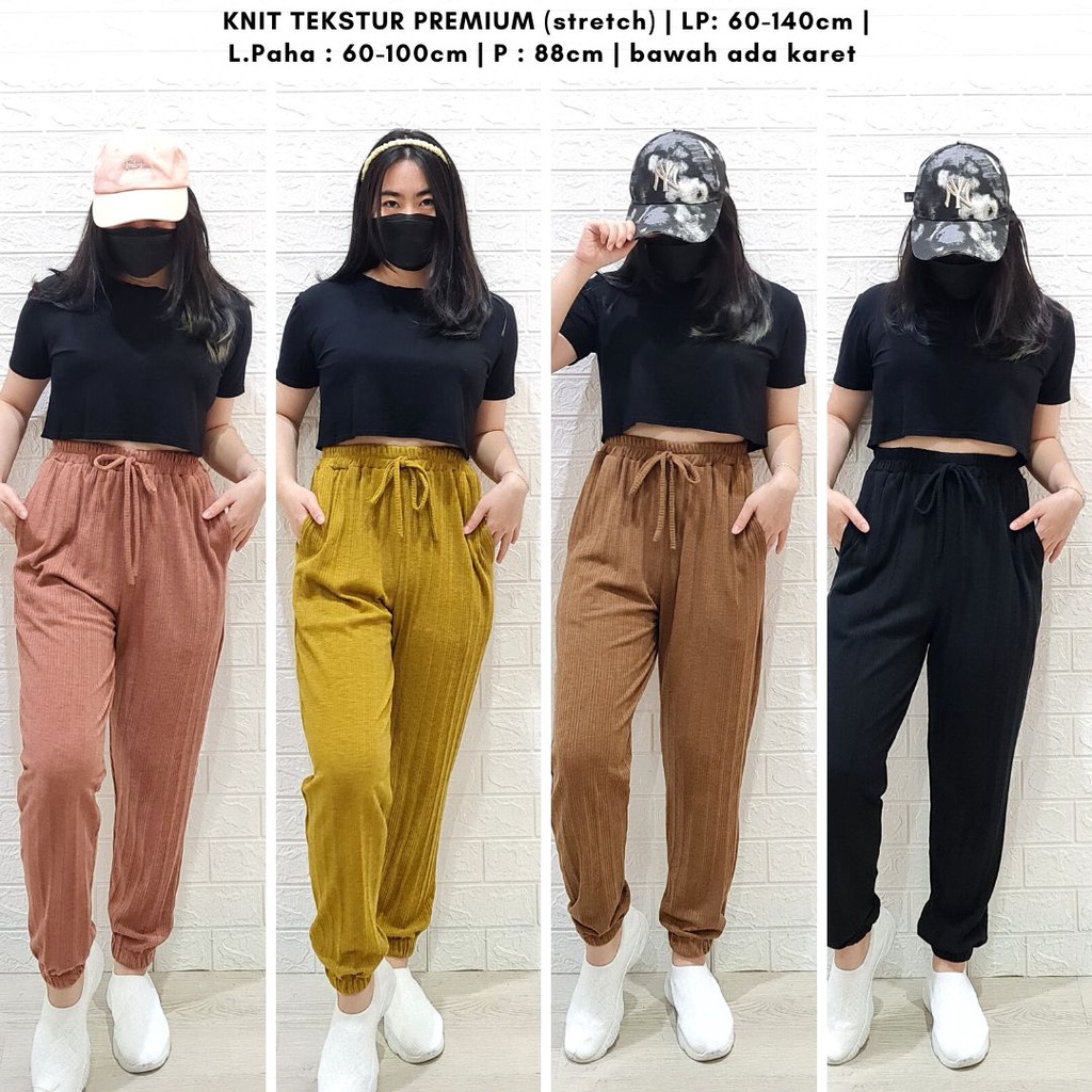 4447 tuesday knit pants jogger pants knit pants bigsize