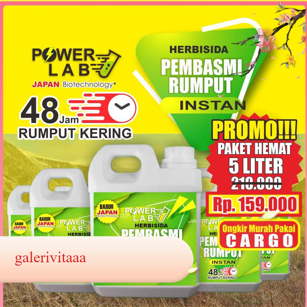 Powerlab Paket Hemat Lengkap 5 Jerigen 1 Liter Herbisida Kontak Racun Obat Pembasmi dan Pembersih Ta
