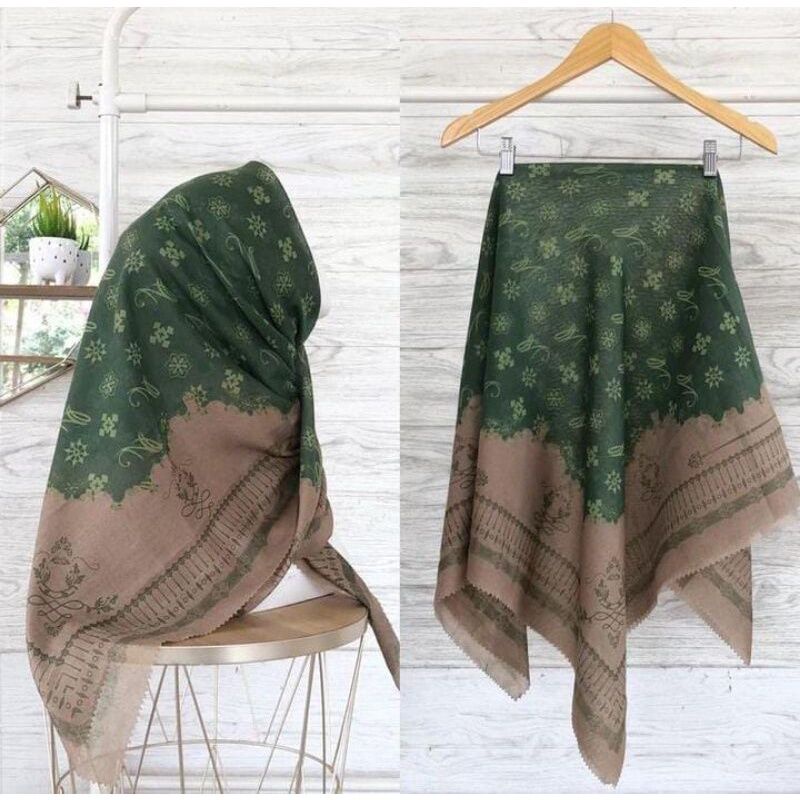 Karimake Hijab / Kerudung Segi Empat Voal Premium Printing Motif BRIK Laser Cut 110 x 110