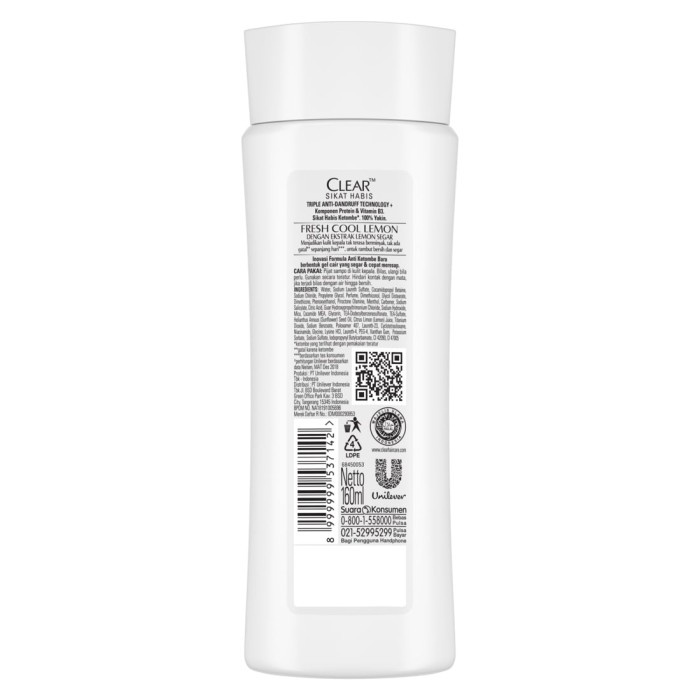 CLEAR Shampoo Anti Bacterial Fresh Cool Lemon 160Ml