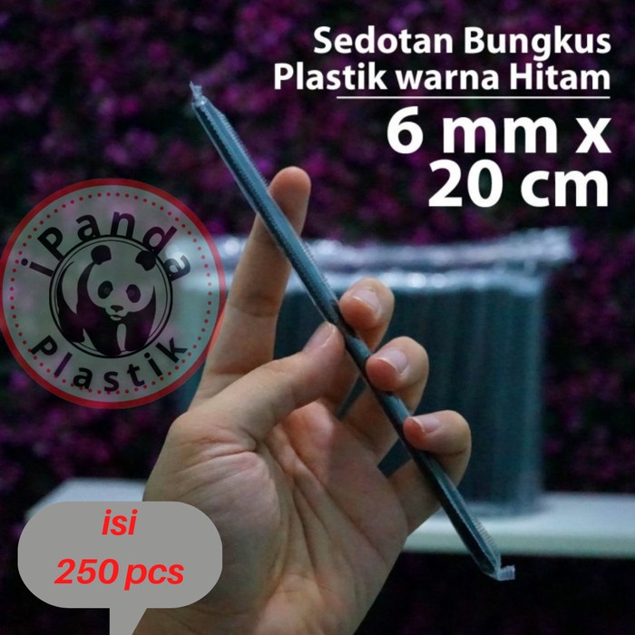 Sedotan Hitam Steril 6 mm x 20 cm - Bungkus Plastik - Lancip