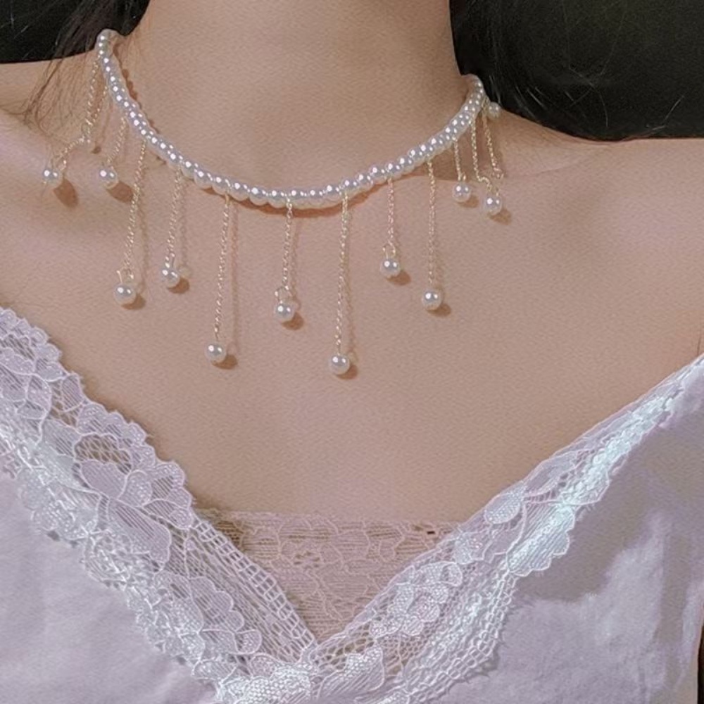 Deartiara Temperamen Rumbai Kalung Mutiara Untuk Wanita Gaya Baru, Desain Gaya Kecil, Manik-Manik Kerah Rantai Neckchain