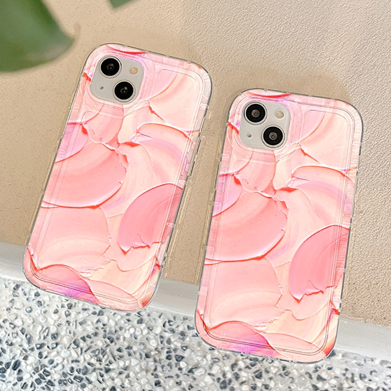 IPHONE Casing Ponsel Lukisan Pink Sederhana Kompatibel Untuk Iphone7Plus8Plus6Plus11 14 13 12 Pro MAX XR X XS MAX SE Airbag Shockproof Cover