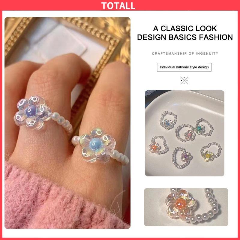 COD Cincin Wanita Mutiara Pasangan Jari Telunjuk Kepribadian Serbaguna Untuk Ring Fashion-Totall