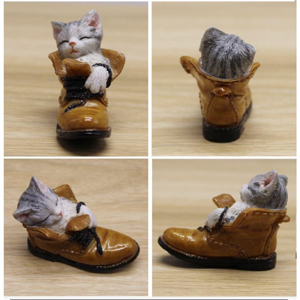 【 ELEGANT 】 Patung Kucing Resin Serbaguna Lanskap Mikro Meja Kantor Hadiah Rumah Simulasi Patung Miniatur