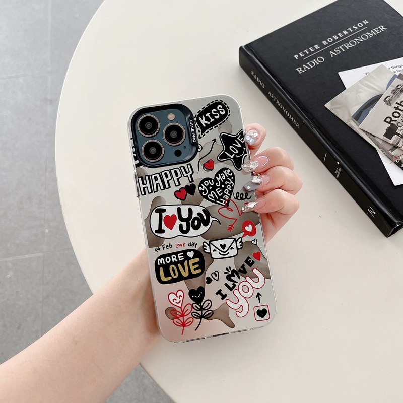 Creative Cartoon Love Word Soft Case HP iP iPhone 14 13 12 Pro Max 11 Matte FTD Casing Apple