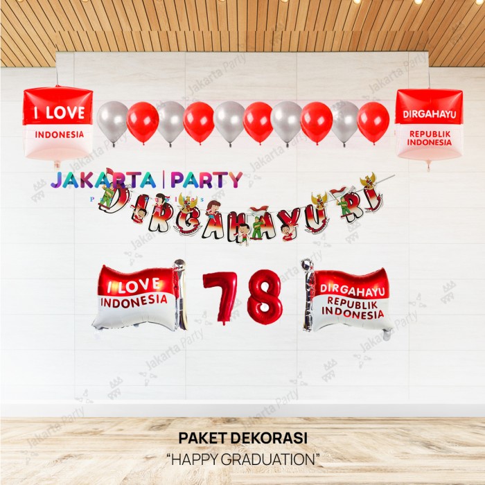 Paket DIRGAHAYU RI #12 / Paket HUT RI / paket dekorasi merah putih