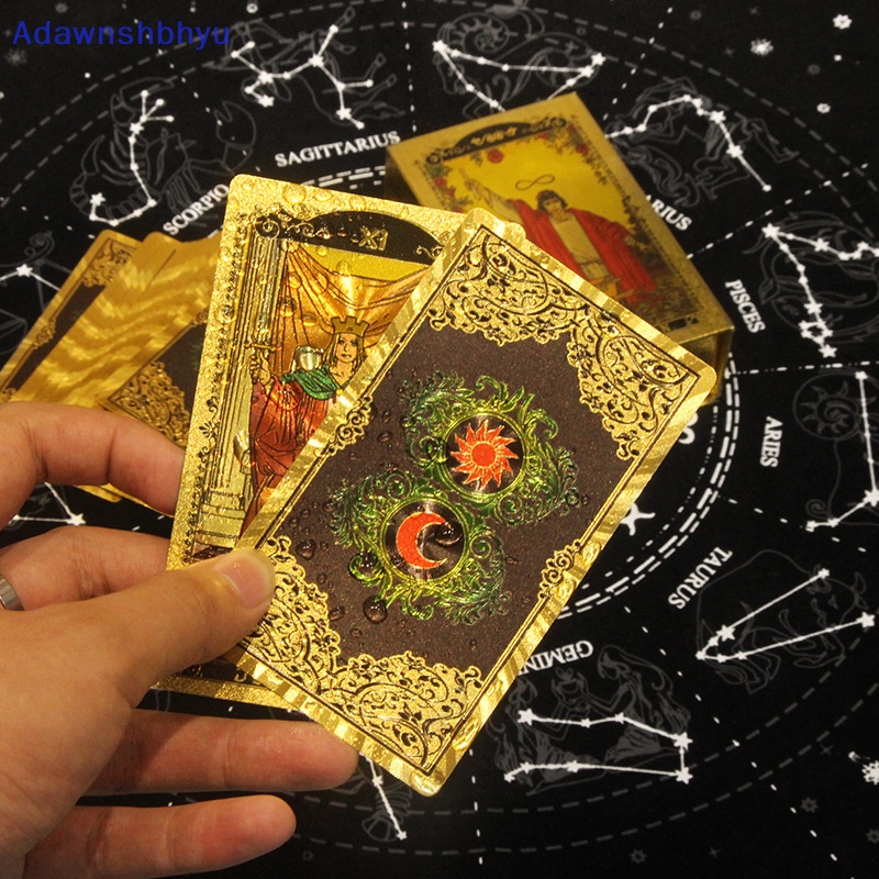 Adhyu New Arrive Foil Emas Tarot Oracle Card Destination Fate High Quality Tarot Deck Bermain Kartu Bithday Gift Drink Game ID