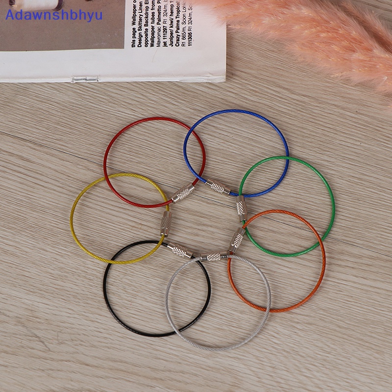 Adhyu 5pcs Gantungan Kunci Kawat Stainless Steel Outdoor Hiking Camping Cable Rope Keyring ID
