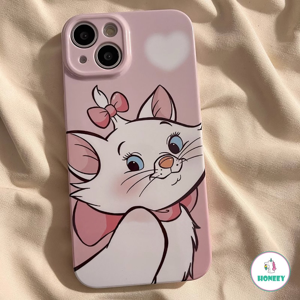 IPHONE Casing Apple Untuk Iphone14 13 12 11 Pro Max Kartun Pink Cute Mary Cat Untuk Iphone7 8 Plus XS XR Dengan Stiker Shockproof Feline Hard Cover