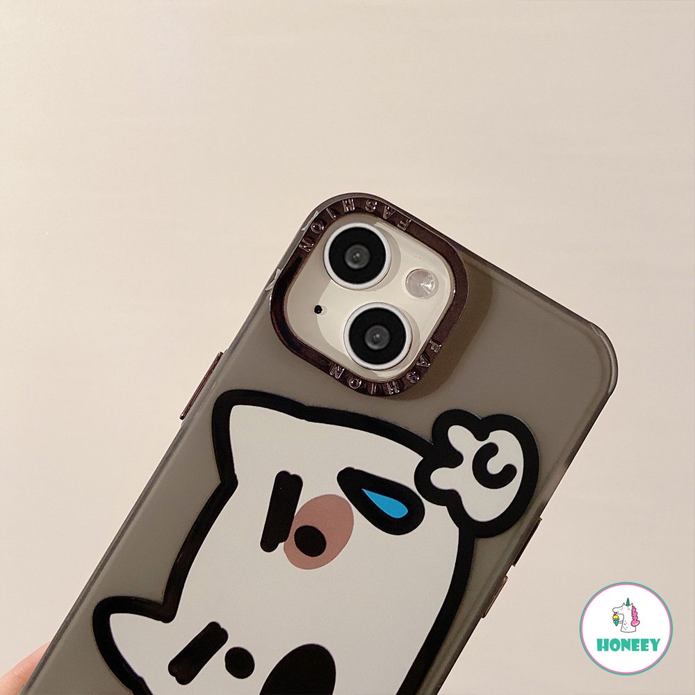 IPHONE Case Lensa Berlapis Fashion Kompatibel Untuk Apple14 Untuk Iphone11 13 12 Pro Max XR Xs7 8 Plus Cute Sweaty Dog Soft TPU Phone Cover