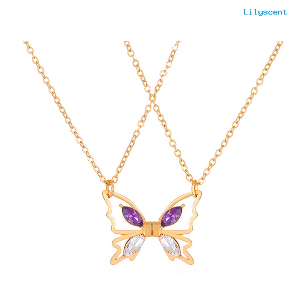 [LS]Wanita Kalung Berongga Kupu-Kupu Liontin Electroplating High-polished Charming Dress Up Colorfast Wanita Elegan Liontin Kalung Fashion Jewellery