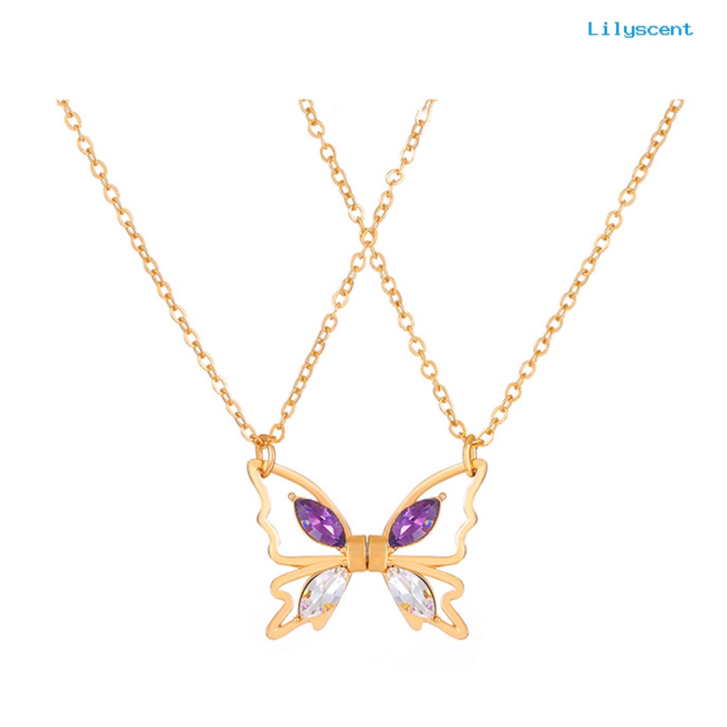 [LS]Wanita Kalung Berongga Kupu-Kupu Liontin Electroplating High-polished Charming Dress Up Colorfast Wanita Elegan Liontin Kalung Fashion Jewellery