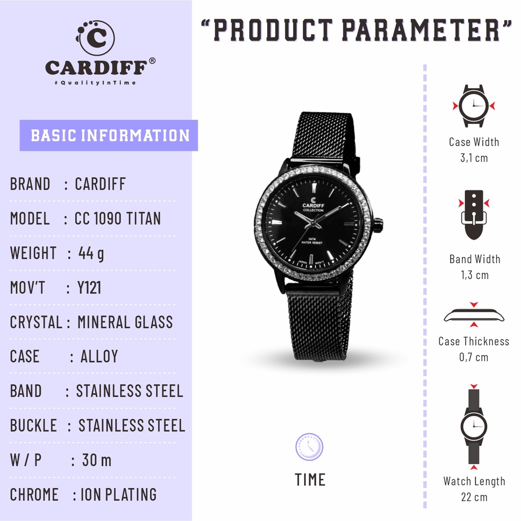 CARDIFF COLLECTION Analog 1090 AL Jam Tangan Wanita