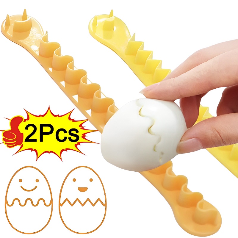 2pcs Fancy Cut Egg Cooked Eggs Cutter/Alat Pengiris Telur Renda Plastik/Alat Pemotong Telur Rebus Hias Rumah