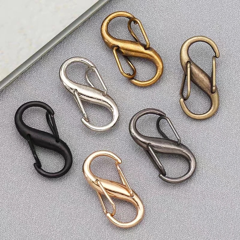 Mini S Berbentuk Logam Gesper Ganda Perbaikan Yang Dapat Dilepas Snap Clasp Hook Untuk Sambung Bahu Tas Tali Rantai Outdoor Climbing Camping Adjustable Spring Buckle