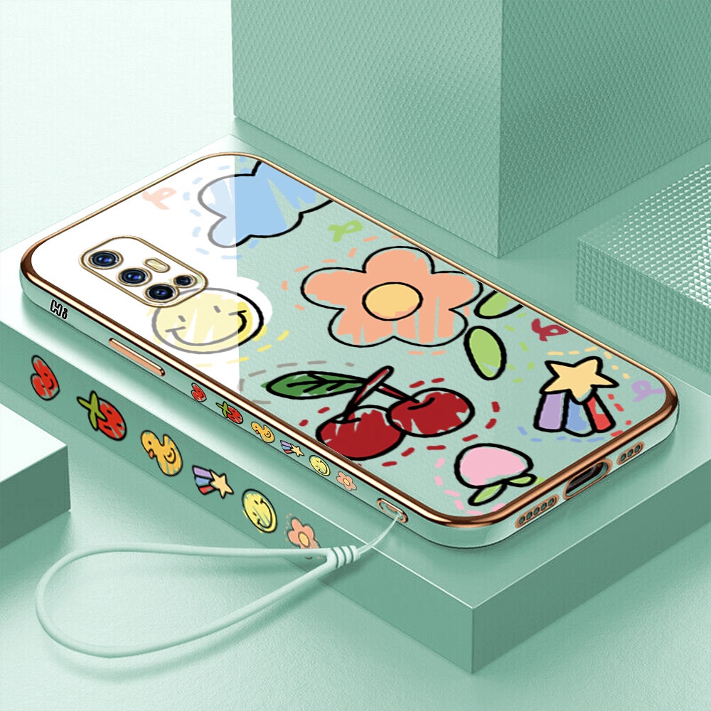 Casing Case For Vivo V11 V15 Z1 Pro V17 V20 SE V23 V23e V25 V21s X21s Y75 4G 5G Free Lanyard + Color