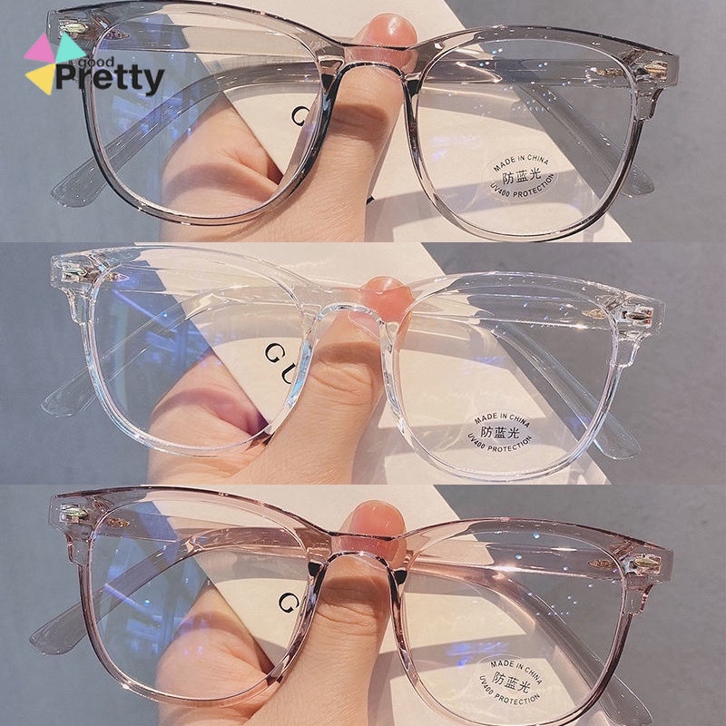 PROMO&amp; Kacamata Transparan Anti Radiasi Blueray Wanita Kacamata Korea Wanita Lensa Kacamata Photocromic Pria Fashion Retro Bentuk Kotak Eyeglasses P