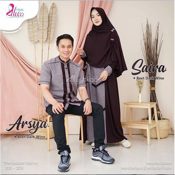 Arsya Saira Couple Free Khimar I Sarimbit Suami Istri Couple Terbaru Premium Gamis Couple Lebaran Me