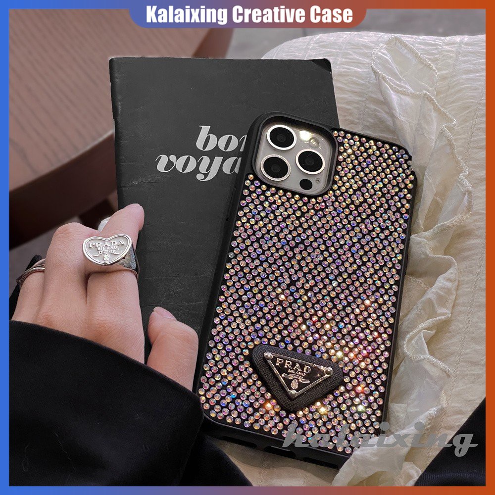 Casing Berlian Logo Prada Elegan Untuk iPhone 14 Pro14 Plus 14 Pro Max11 12-12 Pro-13 Pro Max Hard Casing
