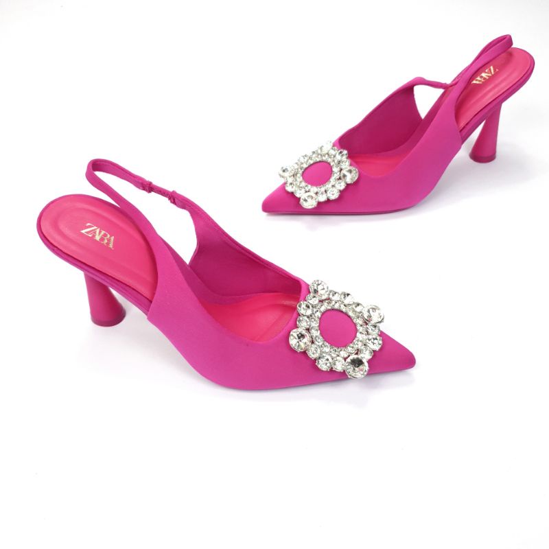 ZR Shimmery Slingback Heels 932