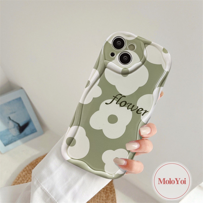 IPHONE Casing 3D Wavy Curved Edge Glossy Kompatibel Untuk Iphone6 7 6s 8plus 7Plus XR X XS Max 11 13 14 12 Pro Max SE 2020 Fresh Flowers Soft Tpu Rose Floral Cover