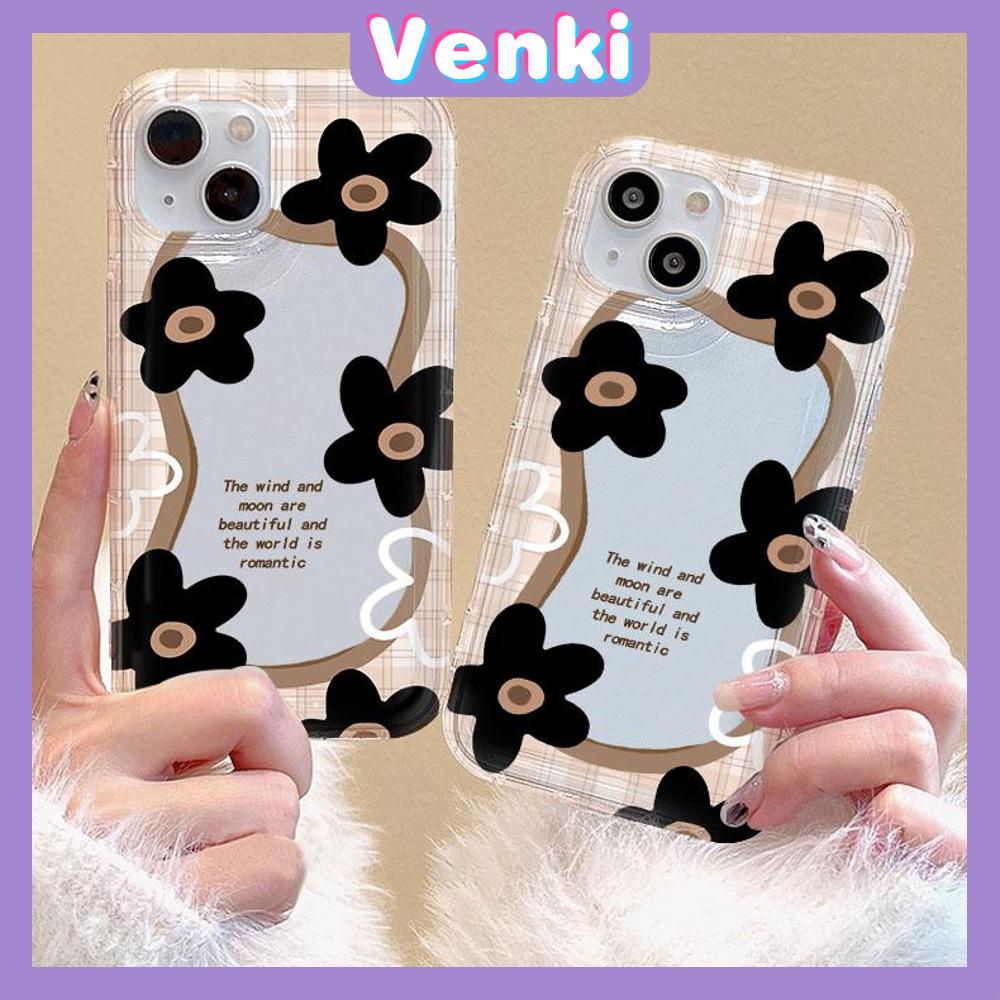 VENKI - For iPhone 11 Case Clear Phone Case TPU Soft Case Airbag Shockproof Protection Camera Simple Black Flower Compatible with iPhone 14 13 Pro Max iPhone 12 Pro Max XR XS 7 8