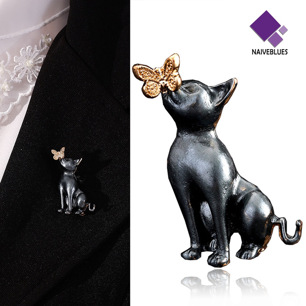 &lt; Naiveblues &gt; Bros Pin Anjing Kupu-Kupu Indah Pria Wanita Kartun Tahan Lama Lapel Pakaian Dekorasi