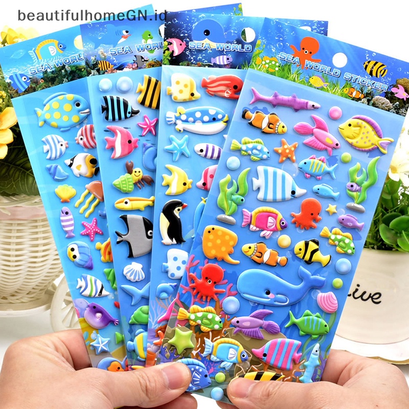 {Cantik} Ikan Hiu Lumba Lumba Stereo Bubble Sticker Diary Stiker Dekor Alat Tulis~