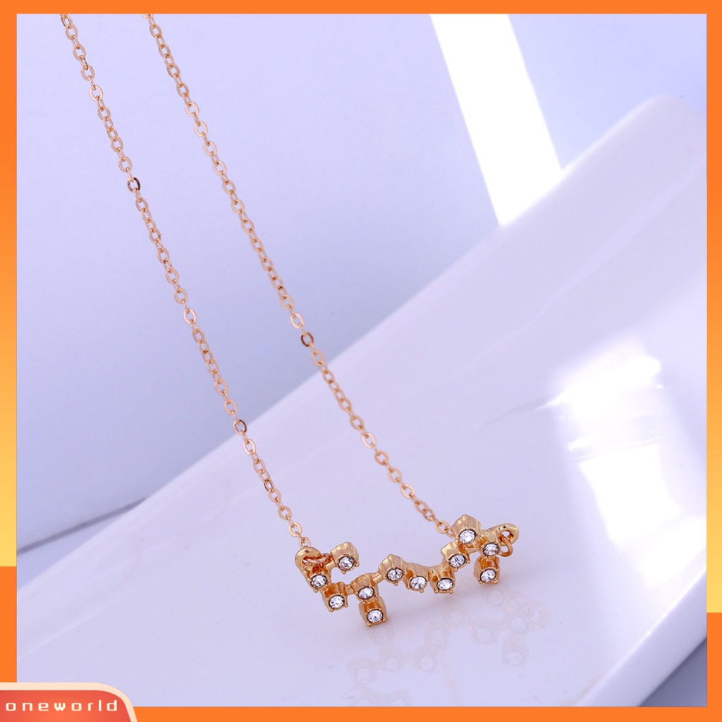 [ONE] 3pcs Constellation Kalung Huruf Simbol Wanita Berlian Imitasi Mengkilap Kertas Kartu Kalung Untuk Pesta