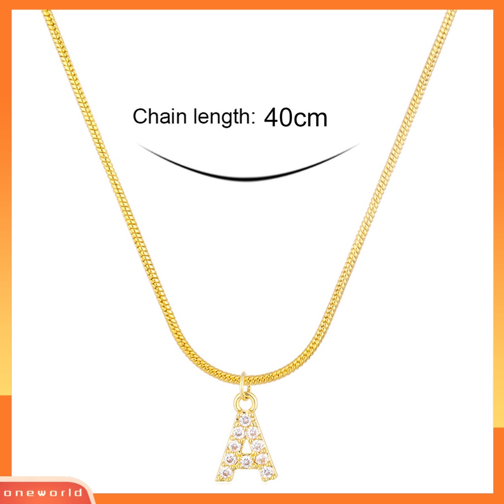 [ONE] Wanita Liontin Kalung Huruf Hip Hop Hias Berlian Imitasi Rantai Ular Klavikula Rantai Perhiasan Hadiah
