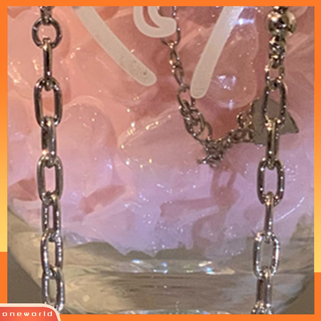 [ONE] Rantai Ekstensi Dapat Disesuaikan Paduan Lady Kalung Pink Cubic Zirconia Jantung Liontin Choker Kalung Perhiasan Aksesori