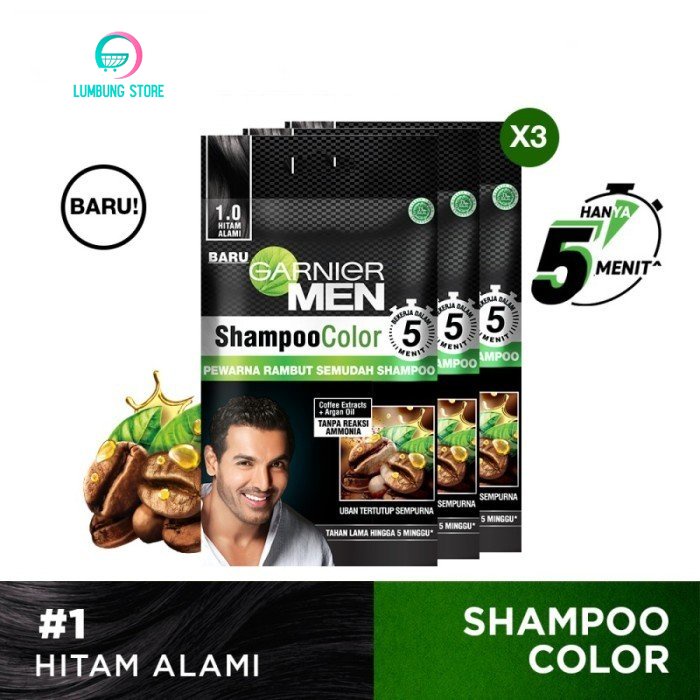 Garnier Men Shampoo Color - Black 3 pcs
