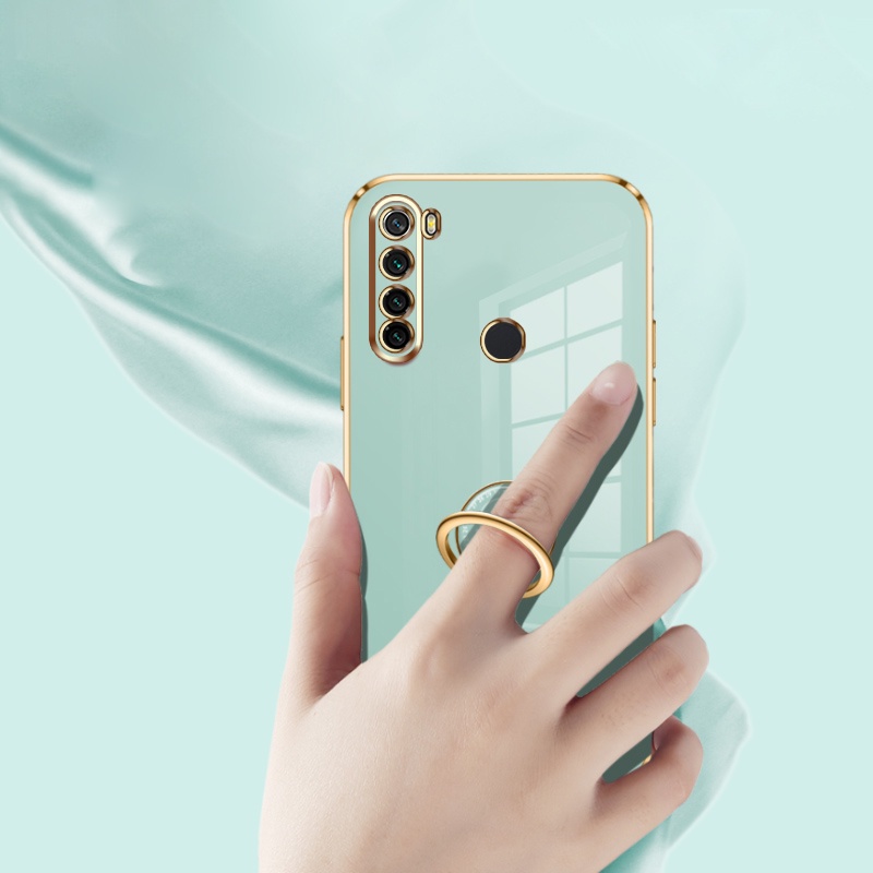 Andyh Casing Ponsel Silikon Ultra Tipis Untuk Xiaomi Redmi Note7 Pro Note8 Deluxe Perlindungan Jatuh Pita Emas Dengan Cincin Jam Dan Lanyard Gratis