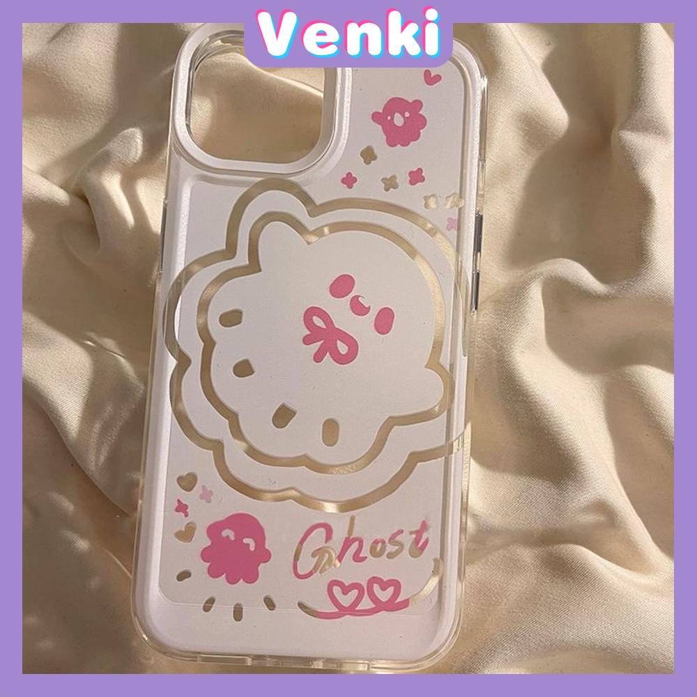 VENKI - Untuk iPhone 11 iPhone Case Bening Lubang Besar Ruang Case TPU Soft Case Tahan Guncangan Perlindungan Kamera Cute Ghost Bunny kompatibel dengan iPhone 14 13 Pro max 12 Pro Max xr xs 7 8