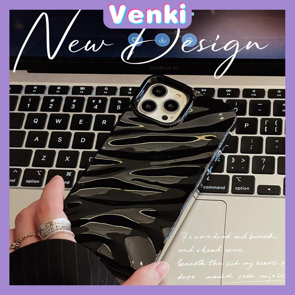 VENKI - Untuk iPhone 11 Case Soft Case Glossy 3D Ripple Dimensi Shockproof Coklat Ungu Hitam Putih Hijau Untuk iPhone 14 Pro Max 13 Pro max 12 Pro Max 11 iPhone XR XS 7Plus 8Plus