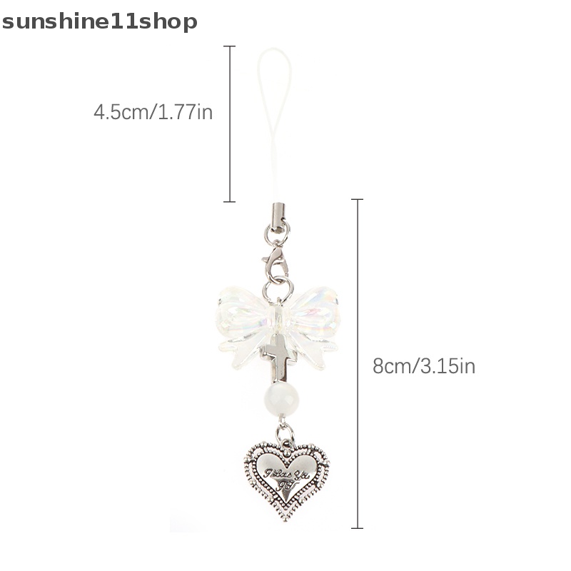 Sho Gadis Manis Telepon Liontin Keren Kawaii Y2K Pink Perak Ch Wanita Kupu-Kupu Dasi Ins Korea Handmade DIY Gantungan Kunci Aksesoris N